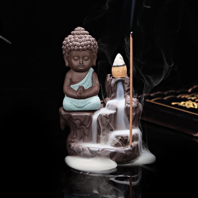 Praying Monk Incense Burner - Green - Home