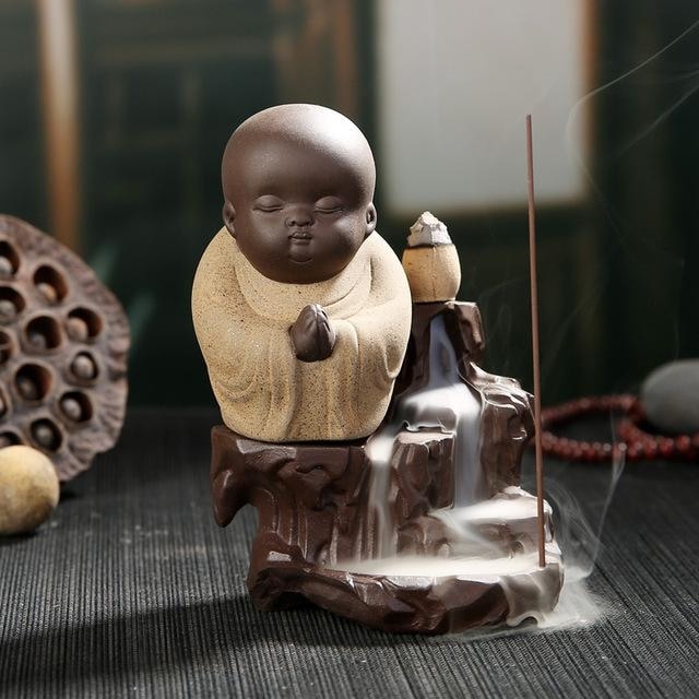 Praying Monk Incense Burner - Khaki - Home