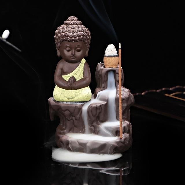 Praying Monk Incense Burner - Yellow - Home