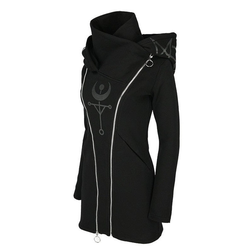 Occult Double Zipper Cowl Hoodie