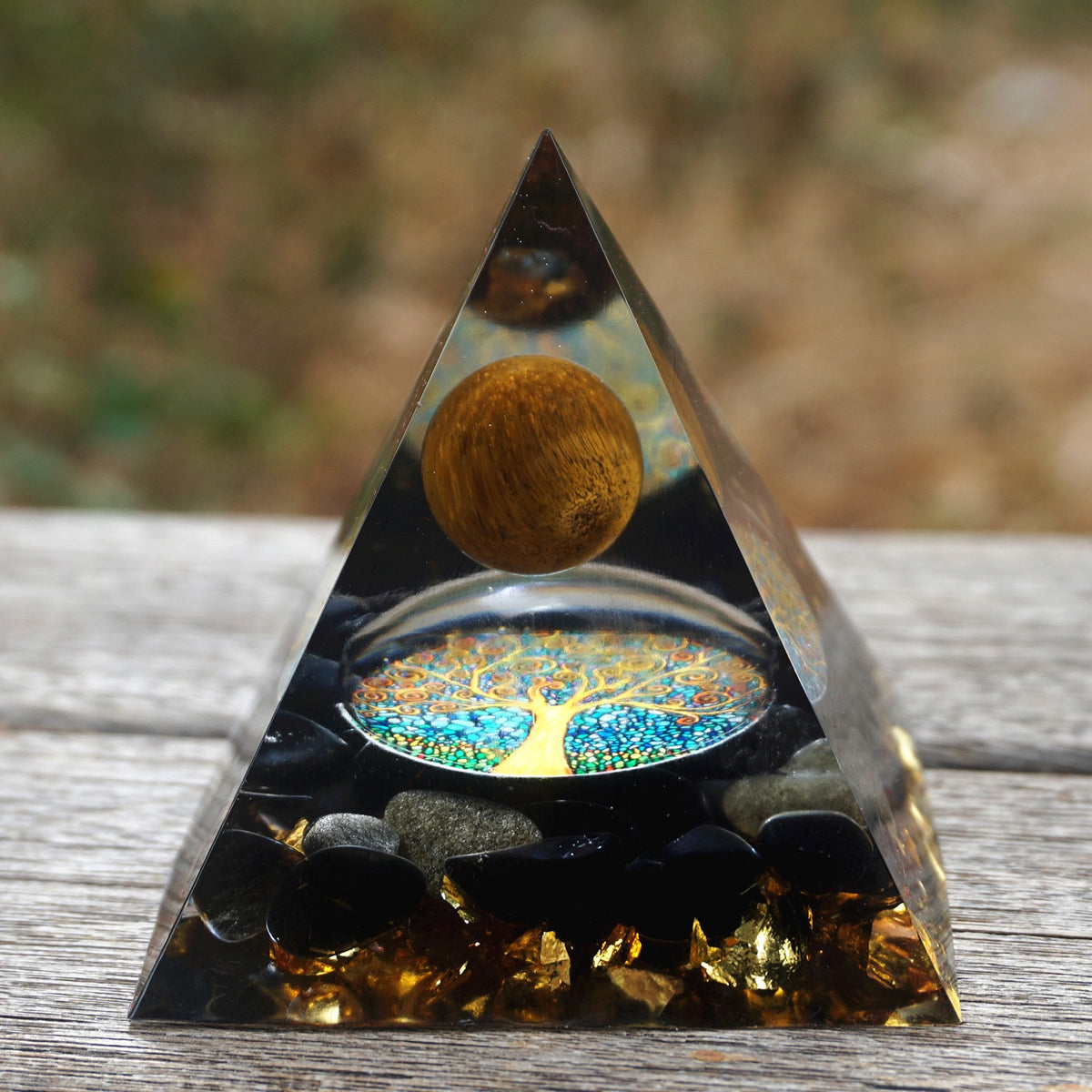 Obsidian Tiger Eye Orgone Pyramid
