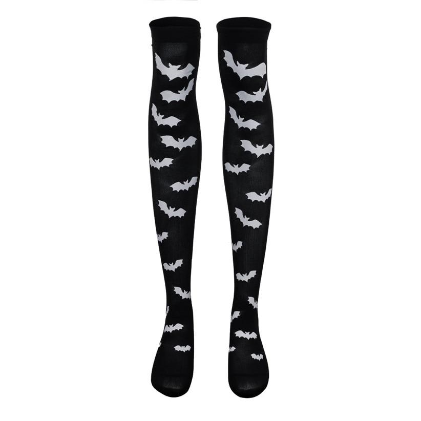 Black Bat Goth Stockings Thigh high Socks Halloween Creepy Cute 