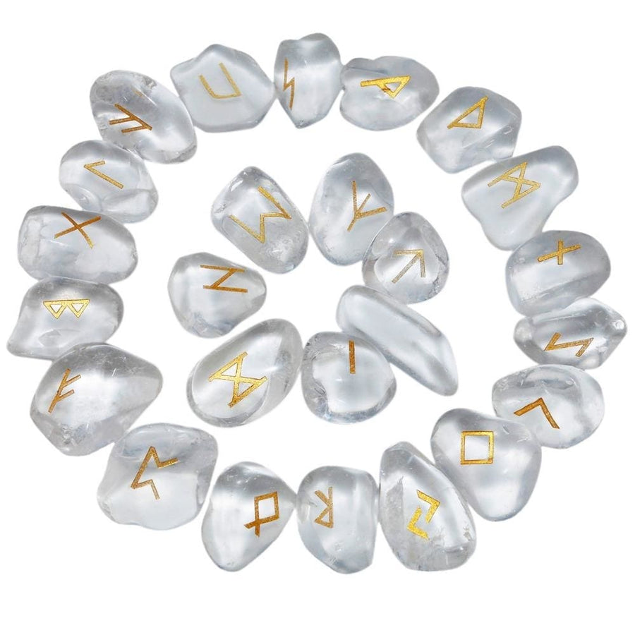 Clear Quartz Crystal Rune Stone Set Divination Pagan | Arcane Trail