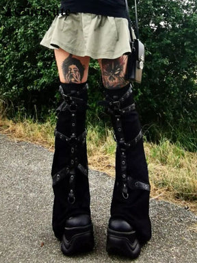 Black eyelet leg warmers full outfit