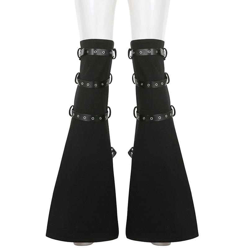 Black eyelet leg warmers pair back