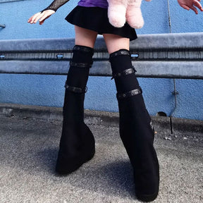 Black leg warmers rear strap view