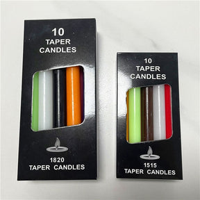 Packaging comparison showing taller and shorter candle boxes with different printed length labels.
