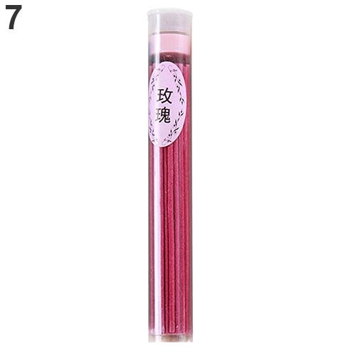 Pink rose incense sticks in a clear capped tube with a pink fragrance label.