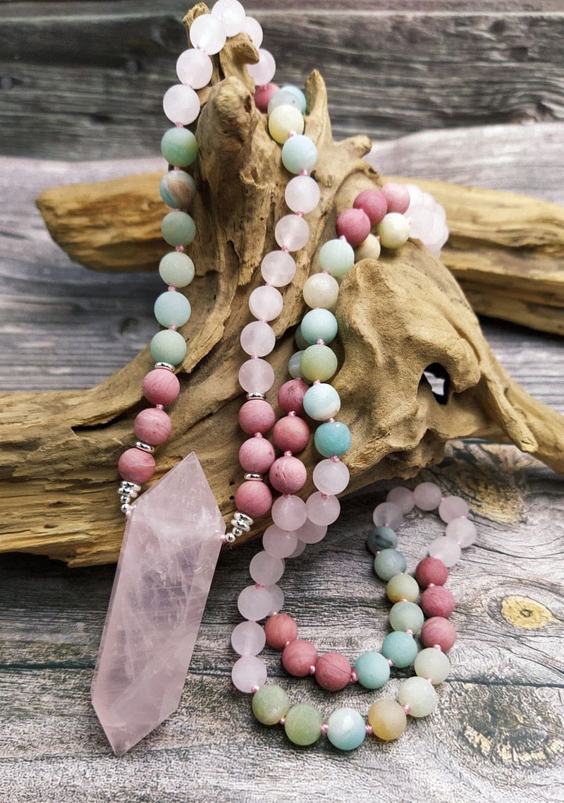 Rose Quartz Prayer Bead Necklace