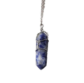 Single Wrapped Crystal Pendant - Sodalite - Necklace