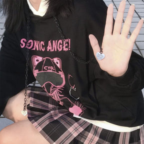 Sonic Angel Hoodie - hoodie, hoodies, long sleeve, pastel gothic, pink black