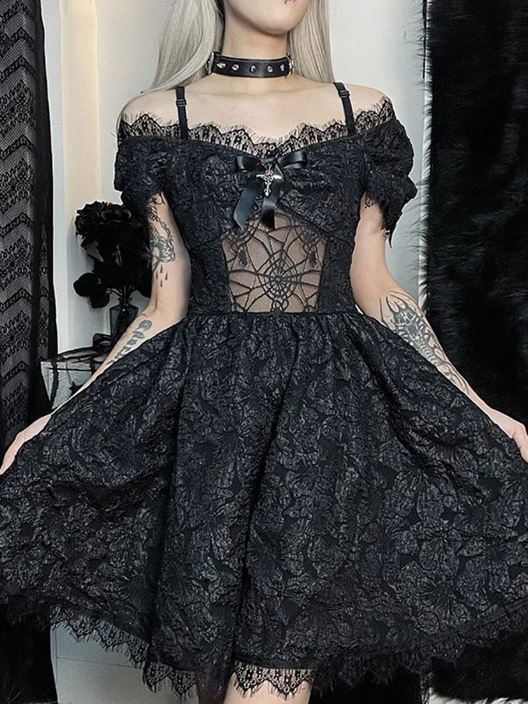 Spider Bride Dress - Black / S - dress
