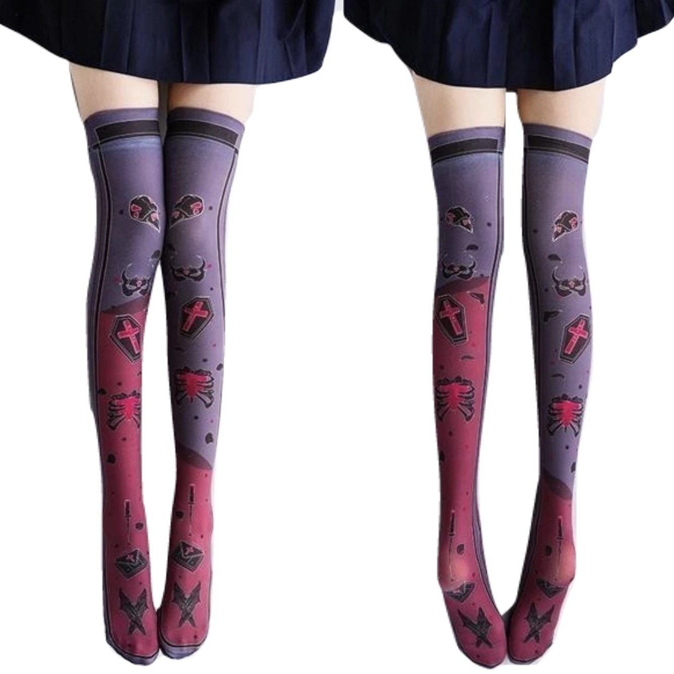 Spooky Creepy Gothic Lolita Stockings Socks Thigh Highs Kawaii