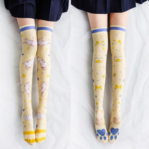 Spooky Cute Stockings - Yellow Kitten Stockings - stockings
