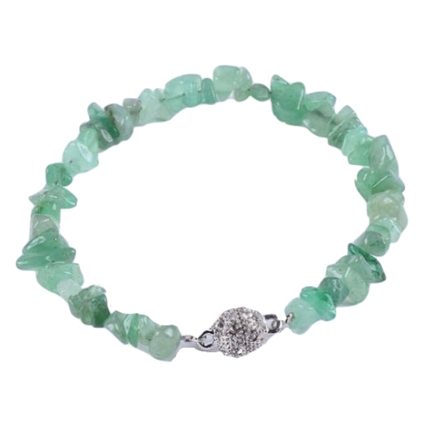 Pale green aventurine chip bracelet arranged in a circle with a silver-tone magnetic ball clasp.