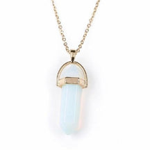 Suspended Crystal Wand Pendant - Opal - Necklace