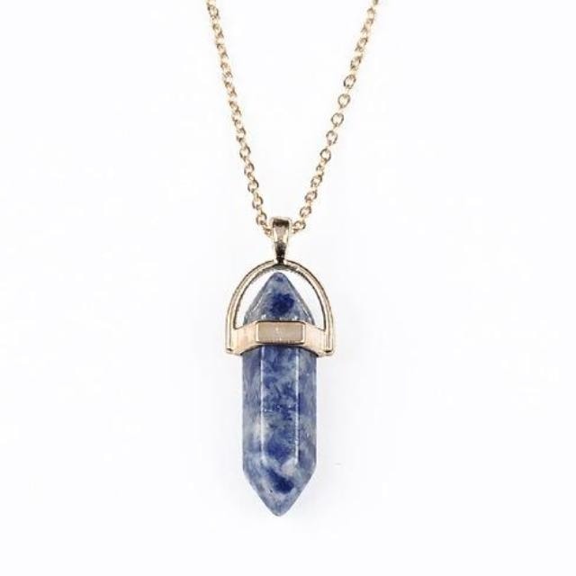 Suspended Crystal Wand Pendant - Sodalite - Necklace