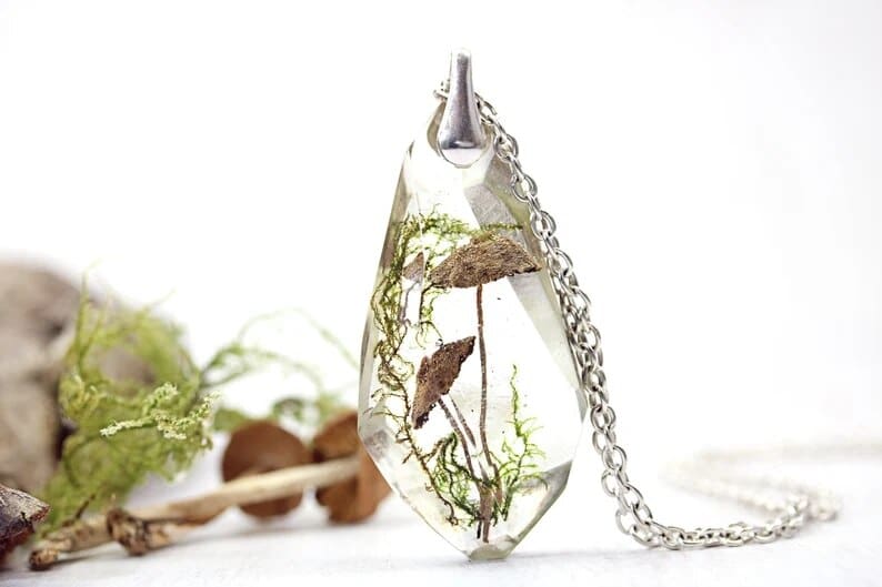 Toadstool Terrarium Pendant Necklace - necklace