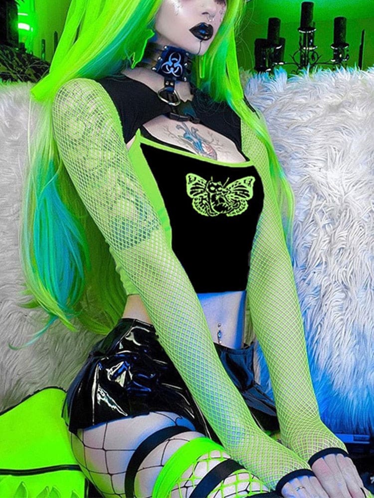 Toxic Butterfly Crop Top - Shirts & Tops