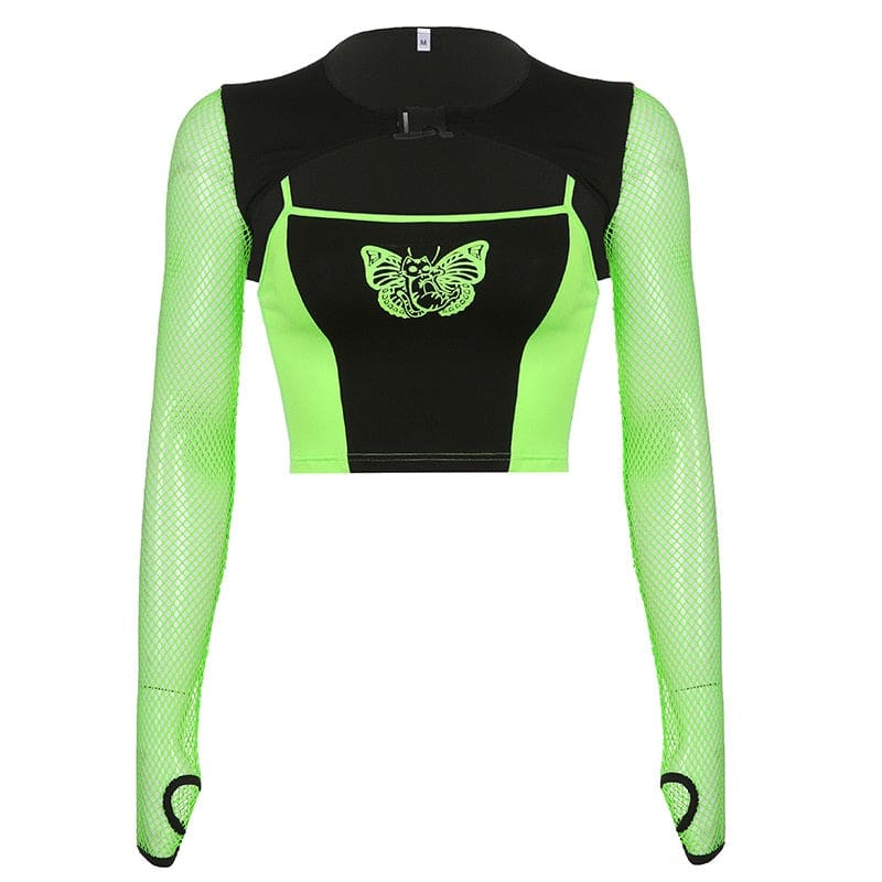 Toxic Butterfly Crop Top - Shirts & Tops