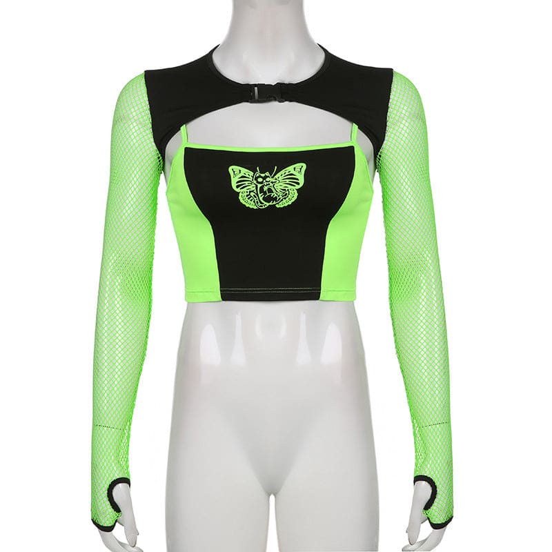 Toxic Butterfly Crop Top - Shirts & Tops