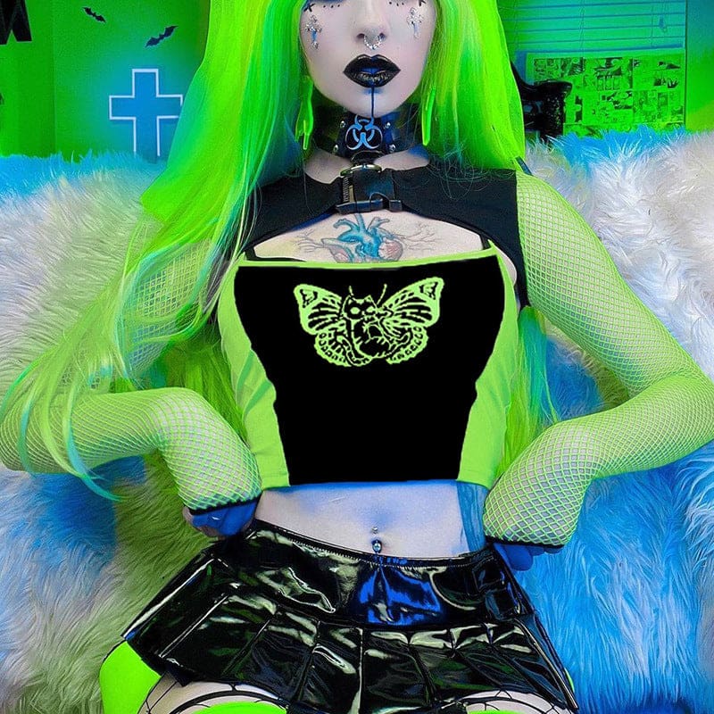 Toxic Butterfly Crop Top - Shirts & Tops