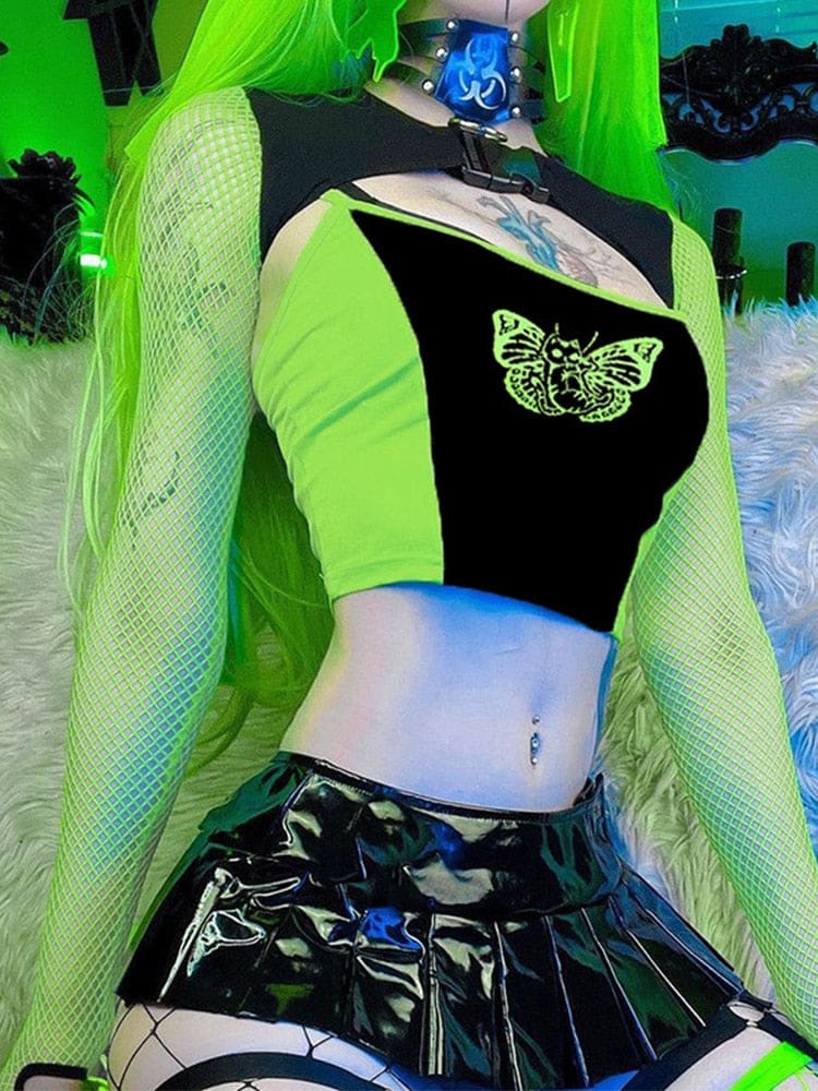 Toxic Butterfly Crop Top - Shirts & Tops