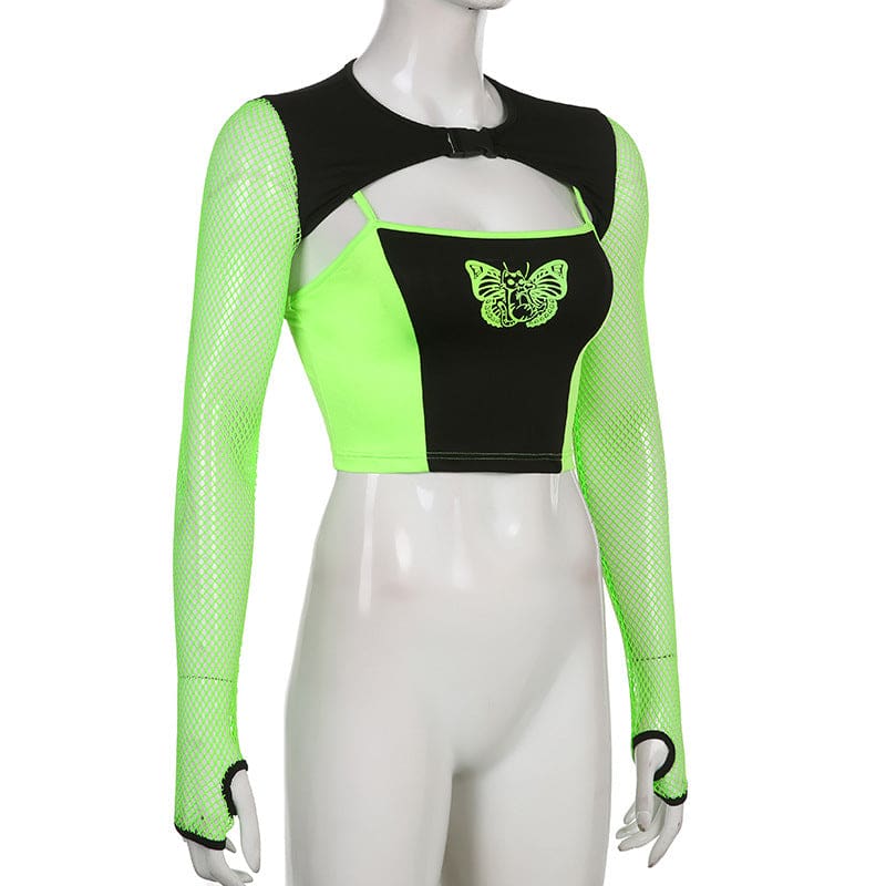 Toxic Butterfly Crop Top - Shirts & Tops
