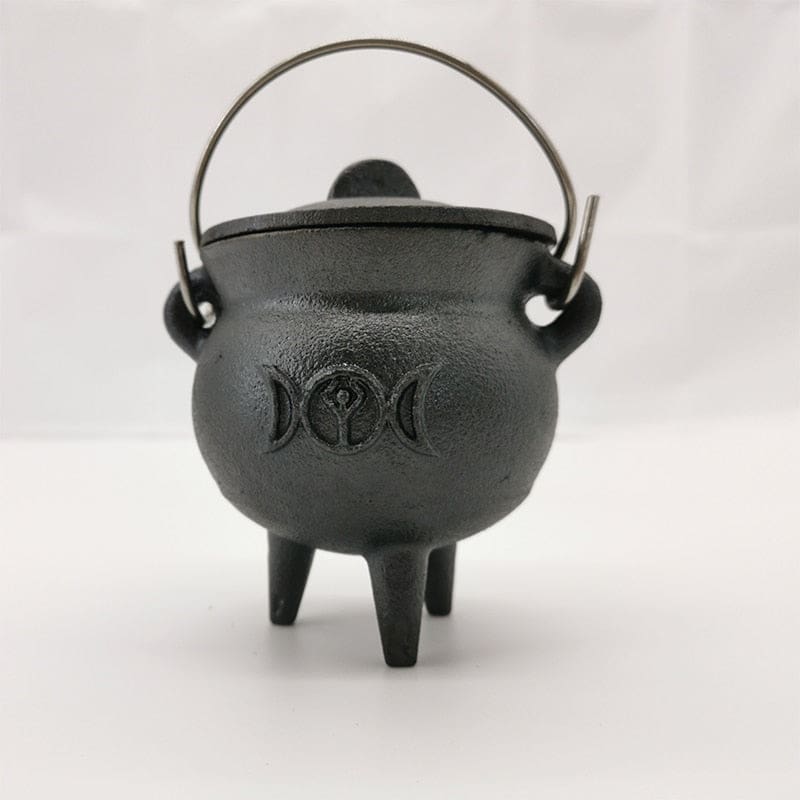 Black cauldron raised moon motif