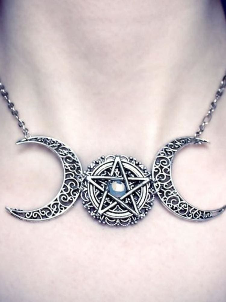 Triple Moon Goddess Necklace - necklace