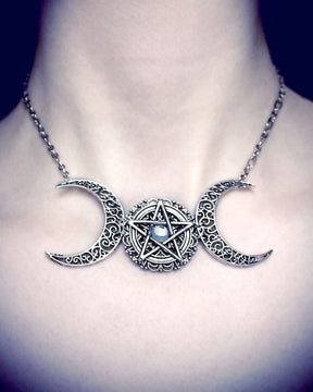 Triple Moon Goddess Necklace - necklace