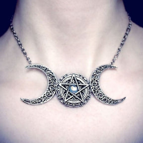 Triple Moon Goddess Necklace - necklace