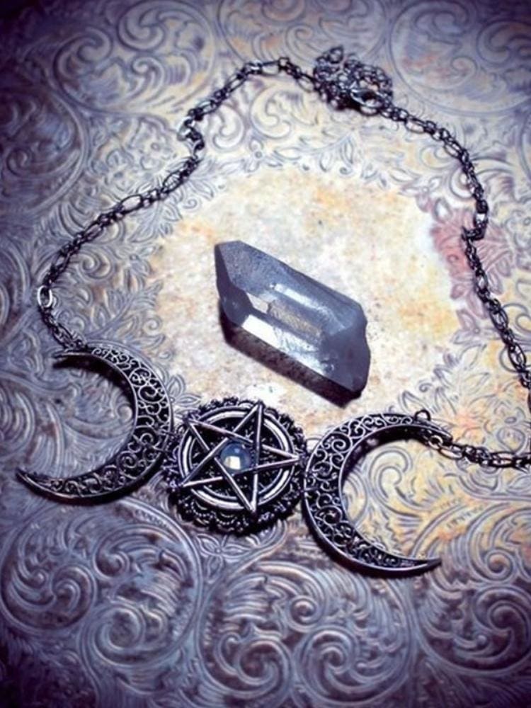 Triple Moon Goddess Necklace - necklace