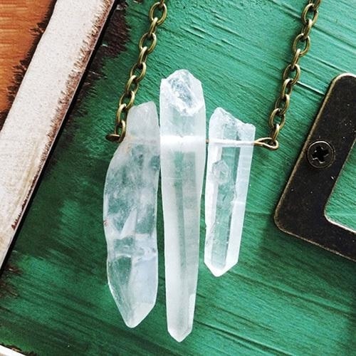 Triple 3 Piece Raw Crystal Pendant Necklace Spiritual Reiki Yoga Healing Natural Stone by Arcane Trail