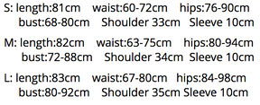 Size chart for the velvet mandarin-collar dress, listing S, M and L bust, waist, hip, length, shoulder and sleeve measurements.