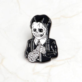 Wednesday Addam's Family Enamel Pin Brooch Lapel Set Gothic Goth Fashion Skeleton Creepy Cute Horror by Arcane Trail