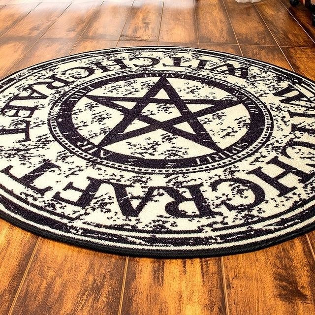 Witchcraft Pentagram Pentacle Floor Mat Area Rug Goth Witch Home Decor Pagan Symbol Pentacle Gothic Halloween by Arcane Trail