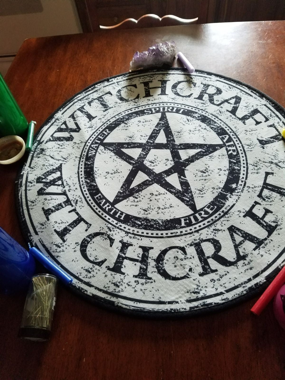 Witchcraft Pentagram Pentacle Floor Mat Area Rug Goth Witch Home Decor Pagan Symbol Pentacle Gothic Halloween by Arcane Trail