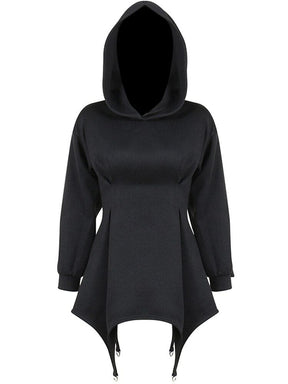 Black pointed-hem hooded dress isolated garment