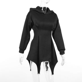 Black hooded sweater dress mannequin side