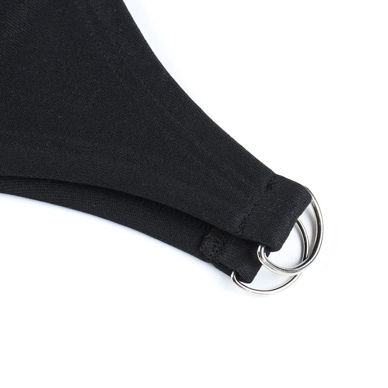 Black dress ring accent close-up