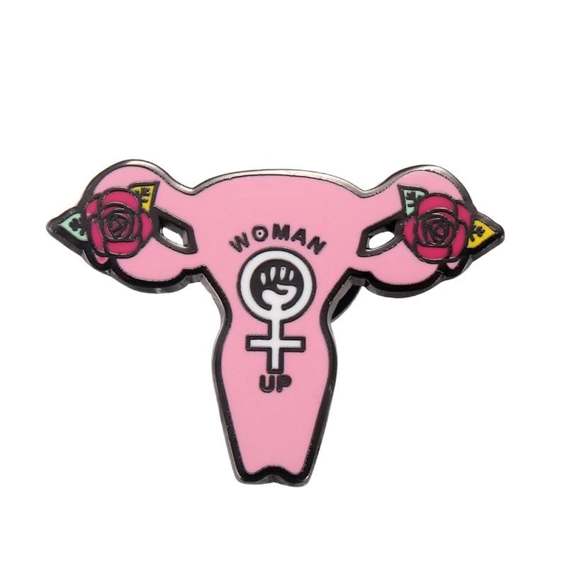 Woman Up Uterus Enamel Pin Lapel Brooch Pink Feminist Feminism Girl Power Empowerment by Arcane Trail