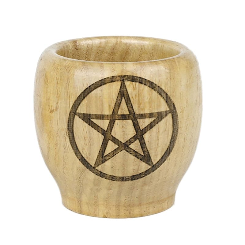 Wooden mortar bowl front close-up