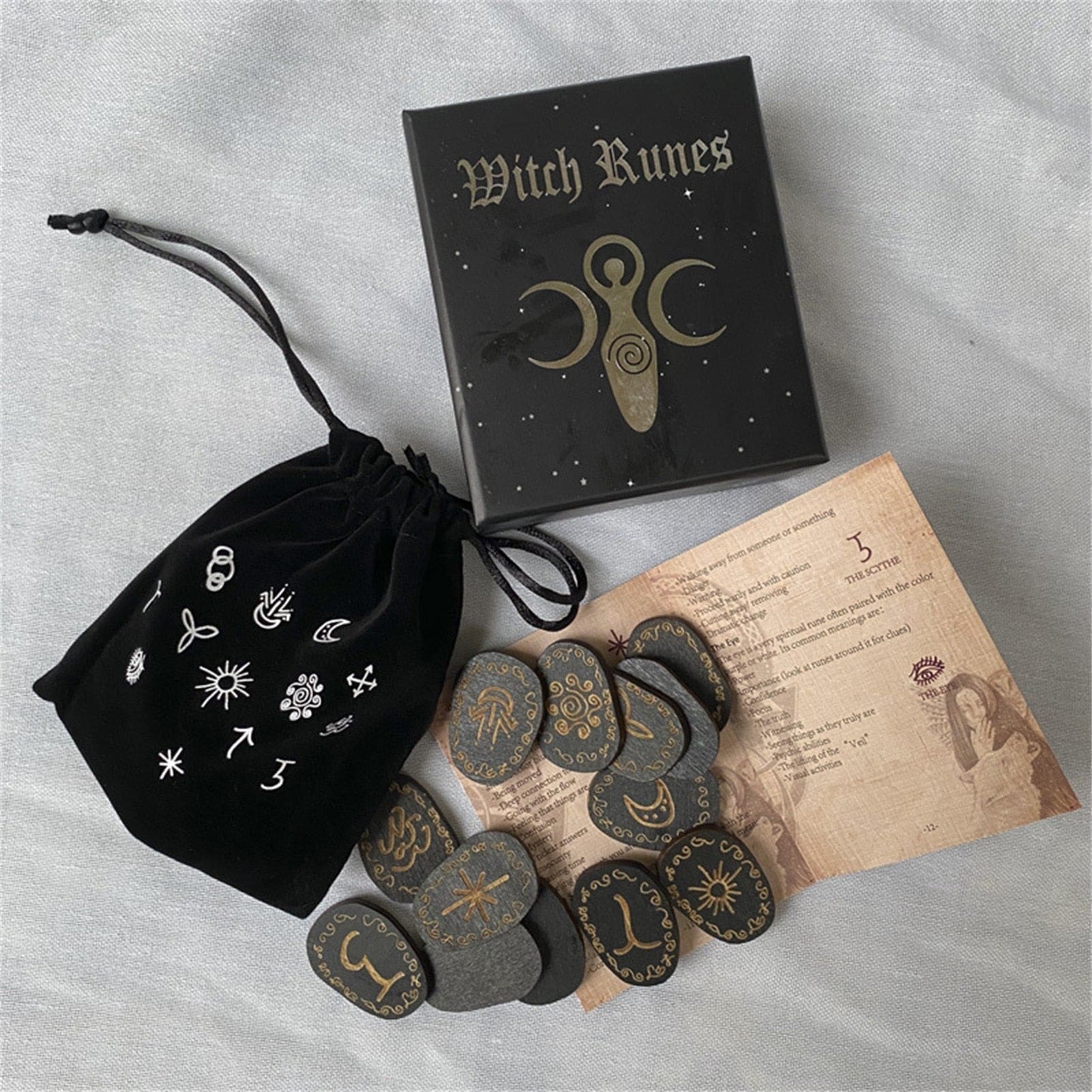 Wooden Witch Rune Set & Guide - runestones