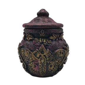 Purple moth lidded jar isolated